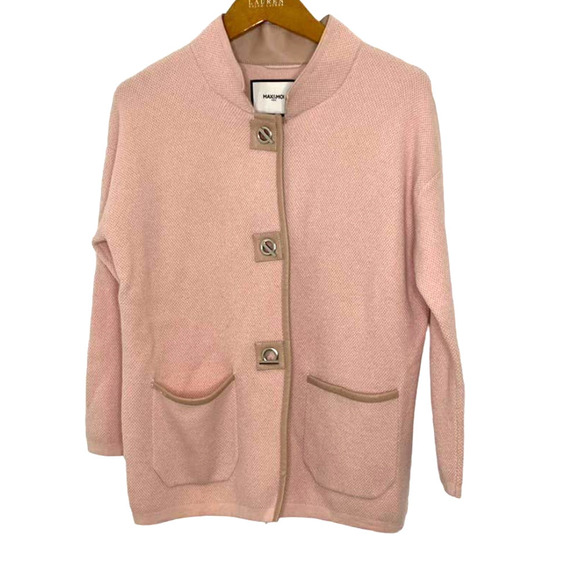Max & Moi pink Merino wool/Cashmere toggle front jacket - Picture 1 of 10